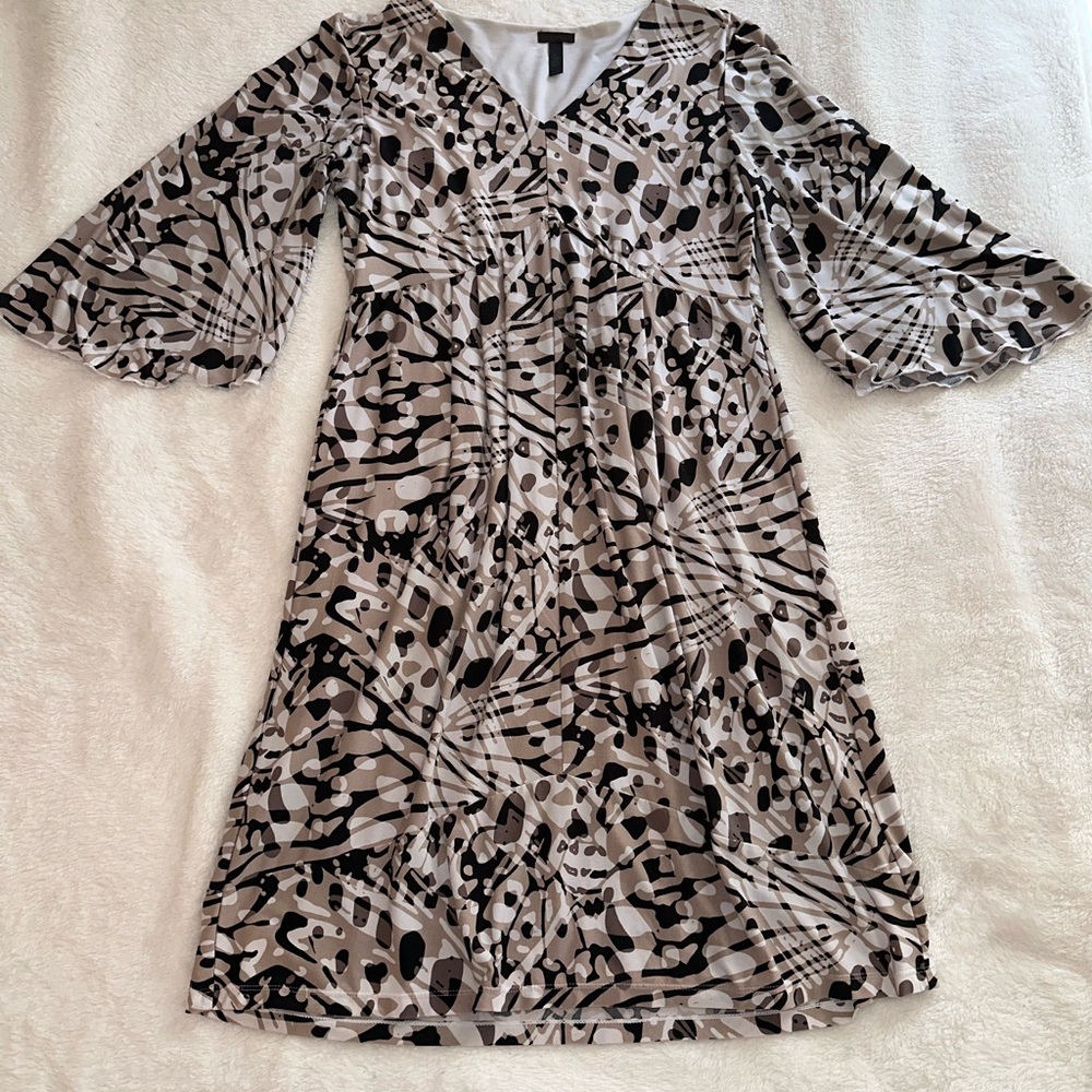 Soma Soft Stretch Knit Midi Dress Empire Waist V-Neck 3/4 Sleeves Size Small